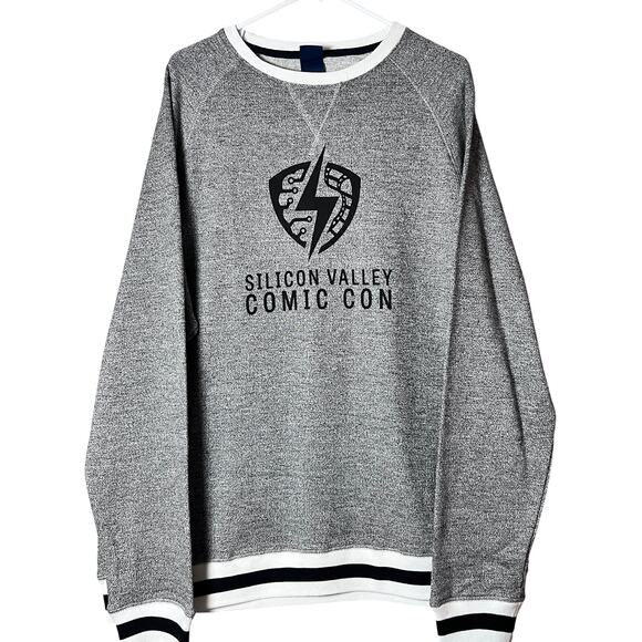 J America XXL Silicon Valley Comic Con Crewneck Sweatshirt Gray Raglan Unisex - Picture 1 of 10